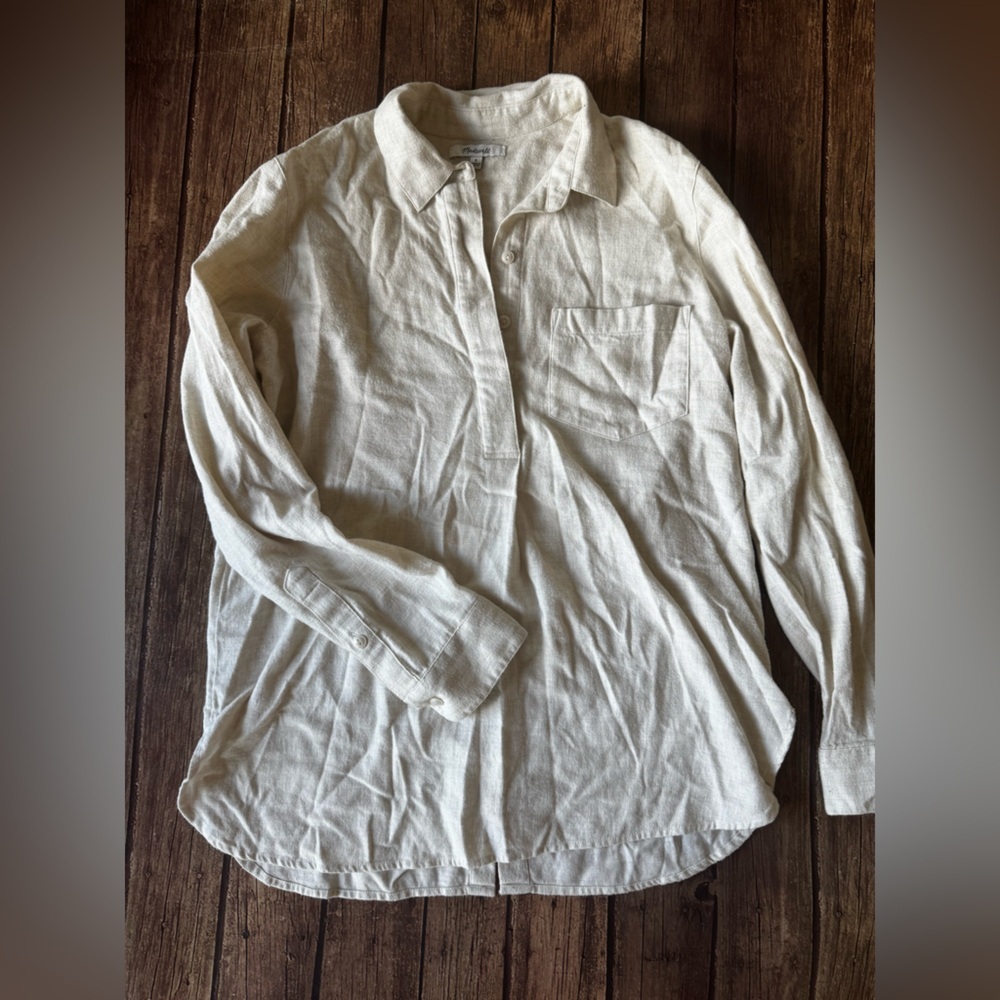 Madewell Cream Button-Down Linen Shirt